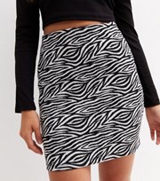 New Look Black Zebra Mini Tube Skirt